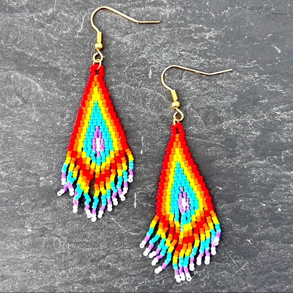 🌈2/$30 New Rainbow Fringe Earrings - Picture 2 of 2